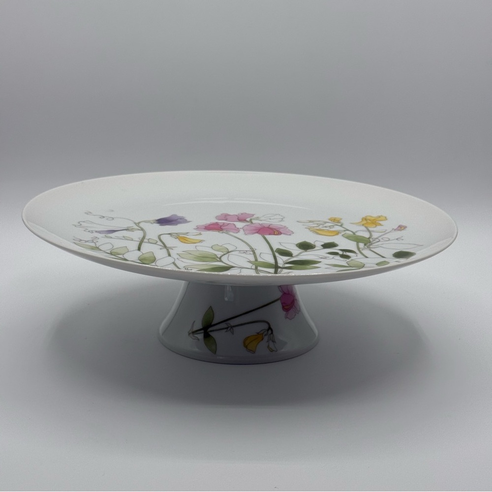 Vintage Tivol Porcelain Floral Pedestal Cake Stand Plate by Shafford